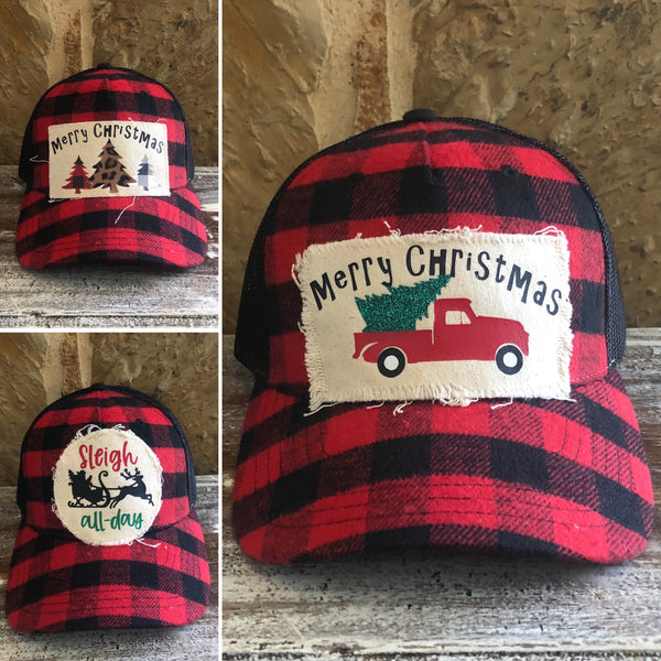 Baby it's Cold Outside Hat- Buffalo Plaid-Christmas Hat