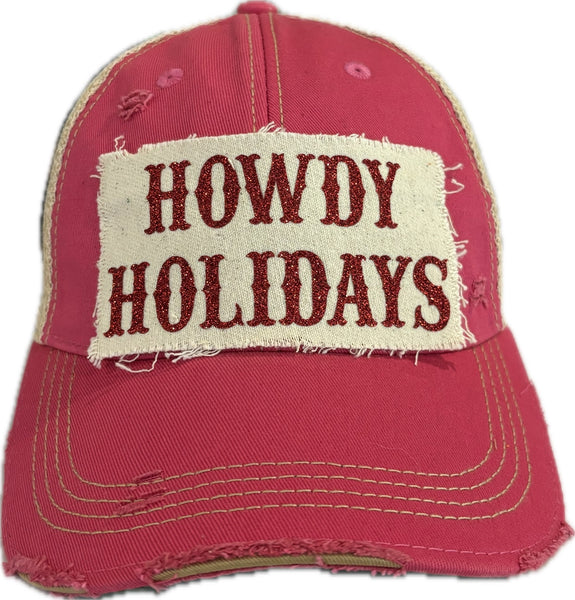 Howdy Holidays Red Sparkle Hat, Christmas