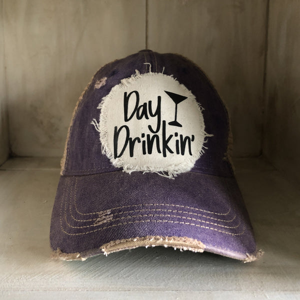 Day Drinkin Ball Cap, Distressed Hat, Weathered Hat