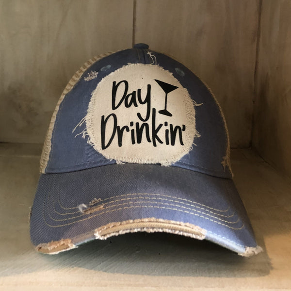 Day Drinkin Ball Cap, Distressed Hat, Weathered Hat