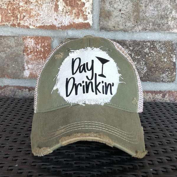 Day Drinkin Ball Cap, Distressed Hat, Weathered Hat