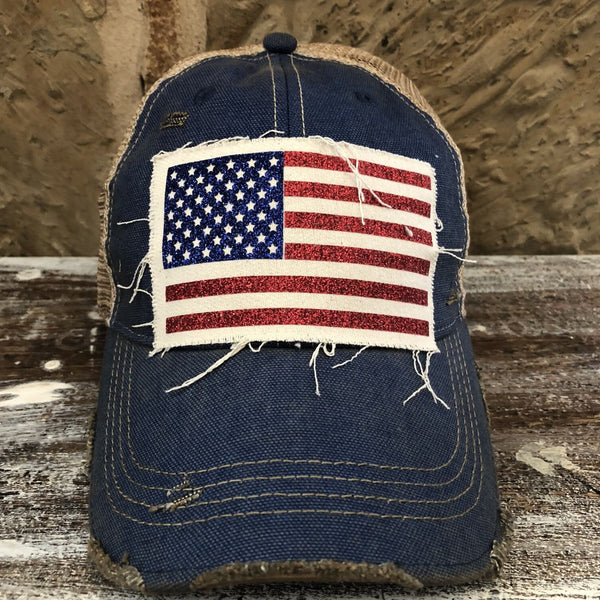 American Flag Glitter Hat