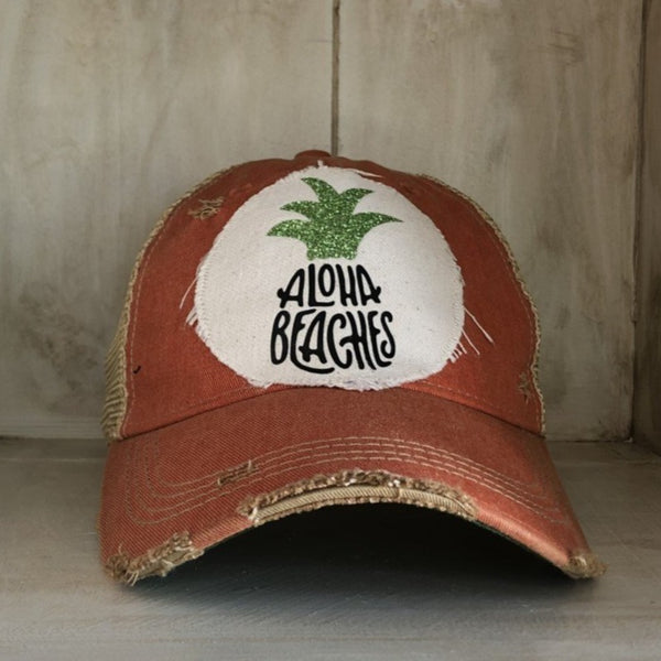 Aloha Beaches Hat, Beach Hat, Summer Hat