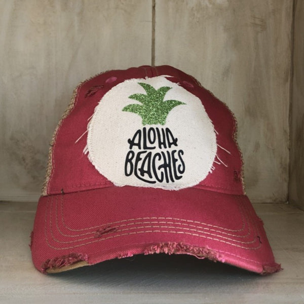 Aloha Beaches Hat, Beach Hat, Summer Hat