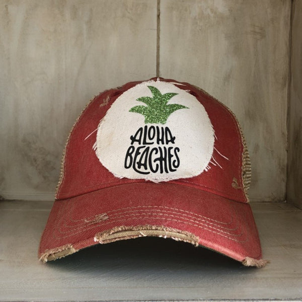 Aloha Beaches Hat, Beach Hat, Summer Hat