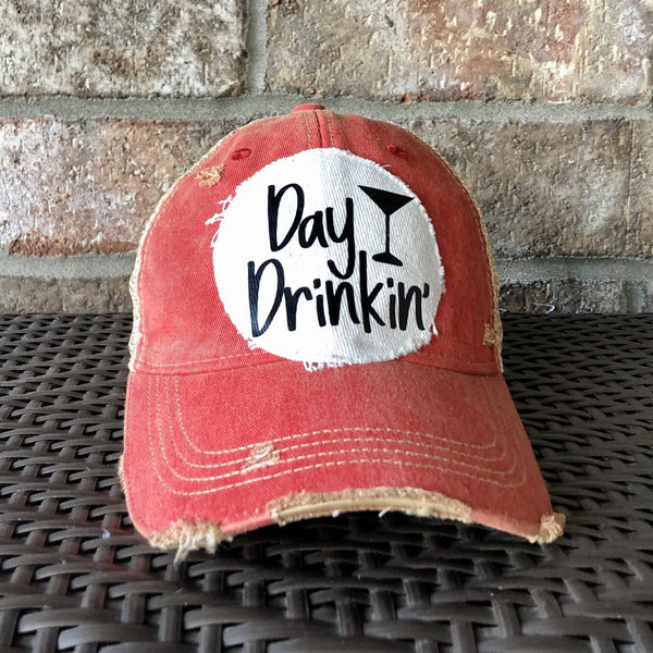 Day Drinkin Ball Cap, Distressed Hat, Weathered Hat