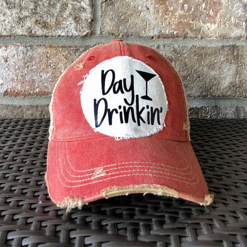 Day Drinkin Ball Cap, Distressed Hat, Weathered Hat