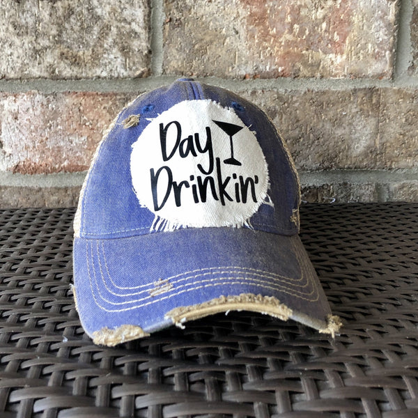 Day Drinkin Ball Cap, Distressed Hat, Weathered Hat