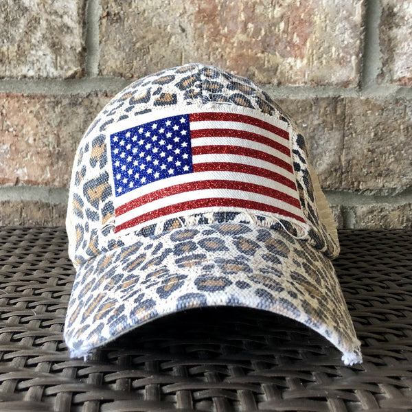 American Flag Glitter Hat