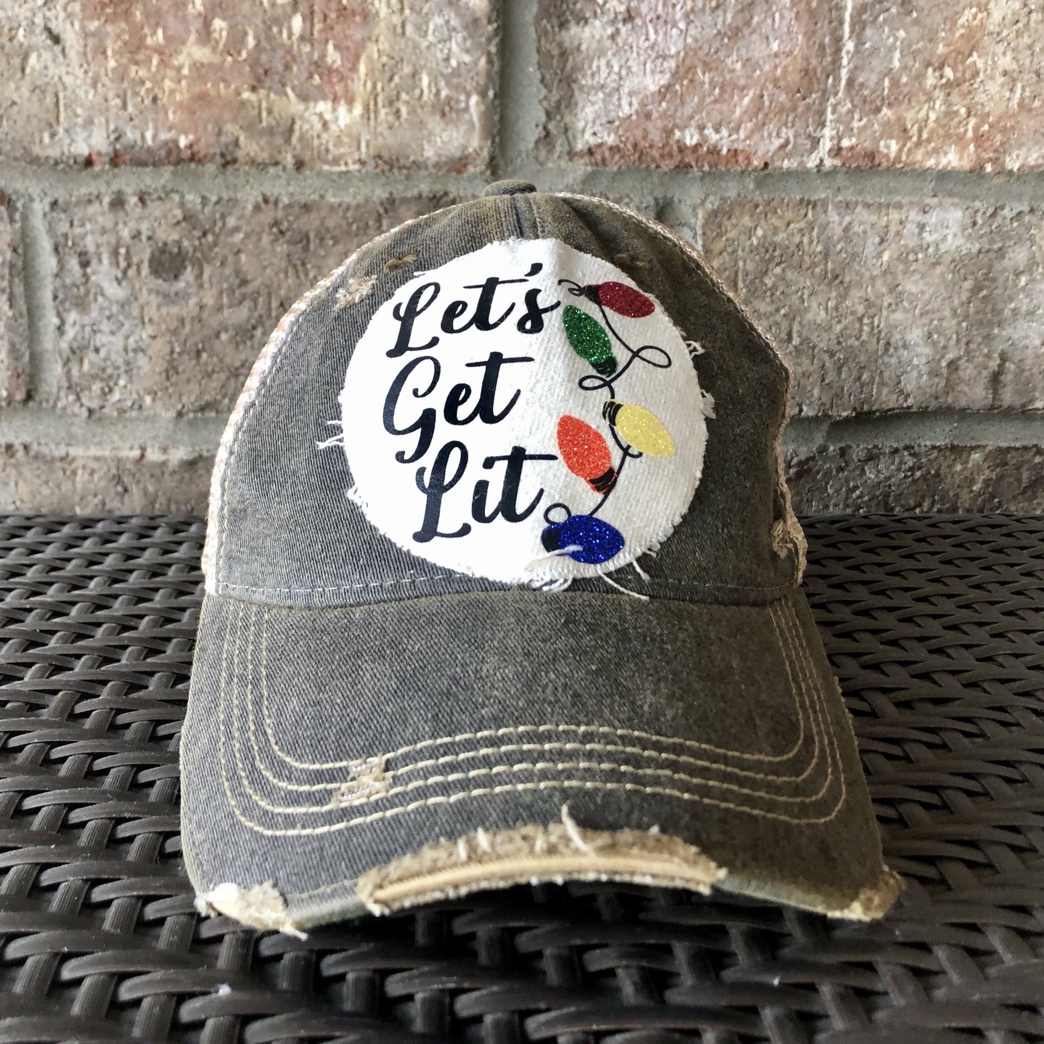 Let’s Get Lit Hat, Christmas Light Hat, Holiday Cap, Winter Hat