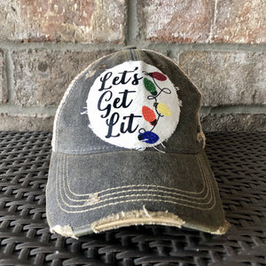 Let’s Get Lit Hat, Christmas Light Hat, Holiday Cap, Winter Hat