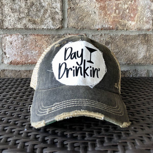 Day Drinkin Ball Cap, Distressed Hat, Weathered Hat