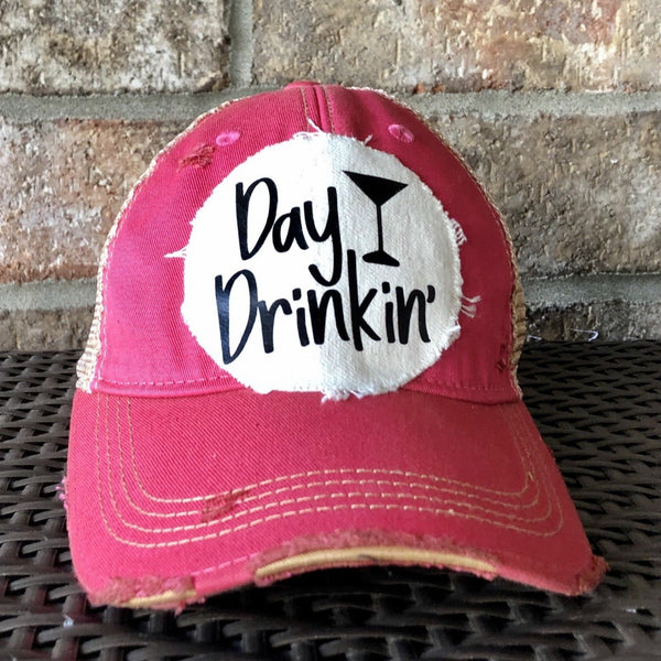 Day Drinkin Ball Cap, Distressed Hat, Weathered Hat