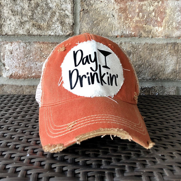 Day Drinkin Ball Cap, Distressed Hat, Weathered Hat