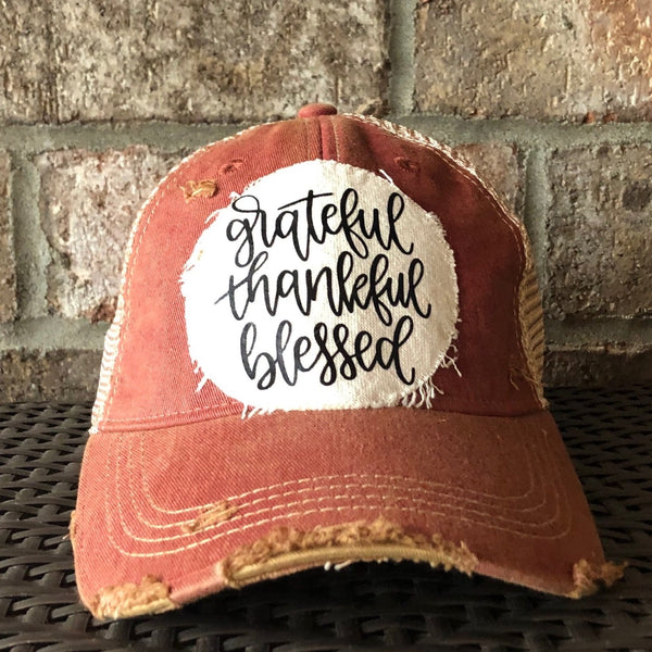 Grateful Thankful Blessed Hat
