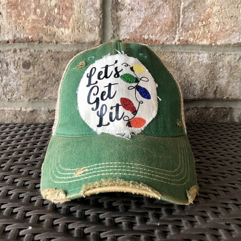 Let’s Get Lit Hat, Christmas Light Hat, Holiday Cap, Winter Hat