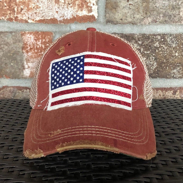 American Flag Glitter Hat