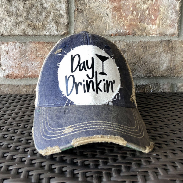 Day Drinkin Ball Cap, Distressed Hat, Weathered Hat
