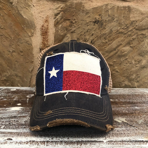 Texas Flag Hat, Glitter Texas Flag