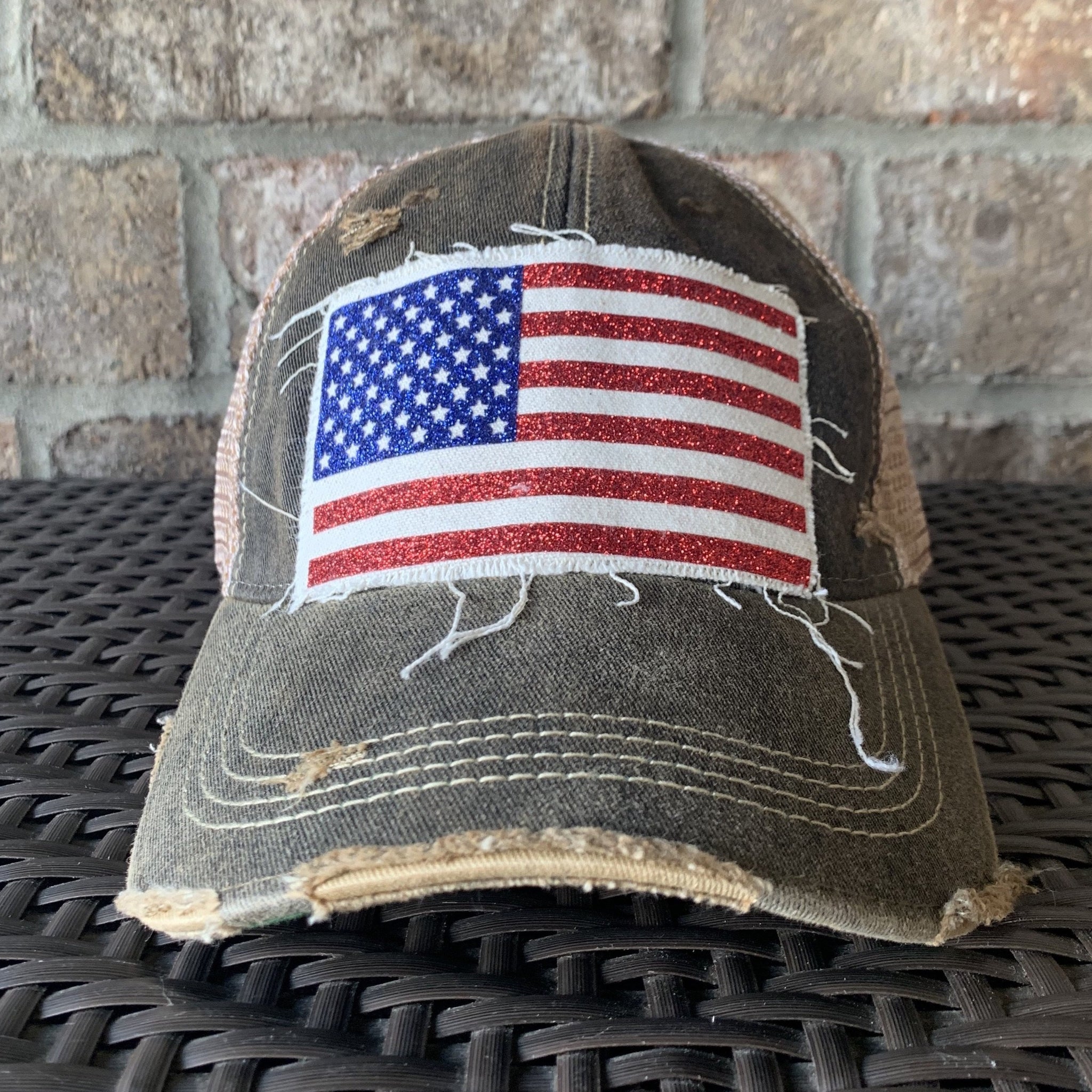 American Flag Glitter Hat