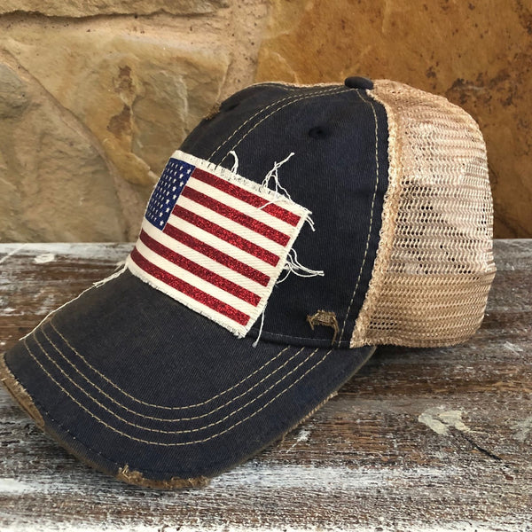 American Flag Glitter Hat